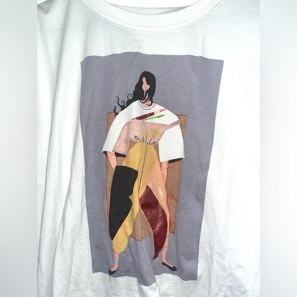 ZARA White Graphic T Shirt Size Large - Picture 7 of 7
